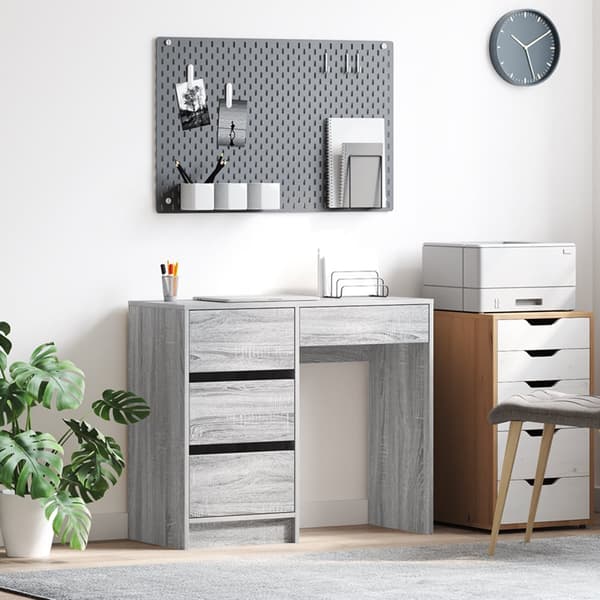 Grått Skrivbord Grå Sonoma Konstruerat Trä Medium Förvaring