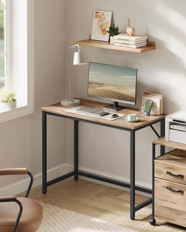 Skrivebord, VASAGLE LWD041B02, 100x50x75 cm, Kamelbrun