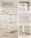 Miniatyrbild 4 av 6: Skrivbord, VASAGLE LWD47X, 50x100x76 cm, Beige