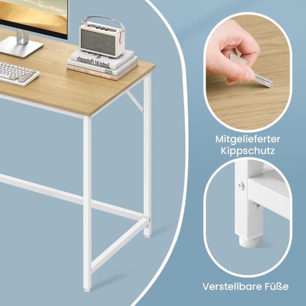 Skrivebord, VASAGLE LWD038B01, 60x120x76 cm, Naturlig Eg Hvid