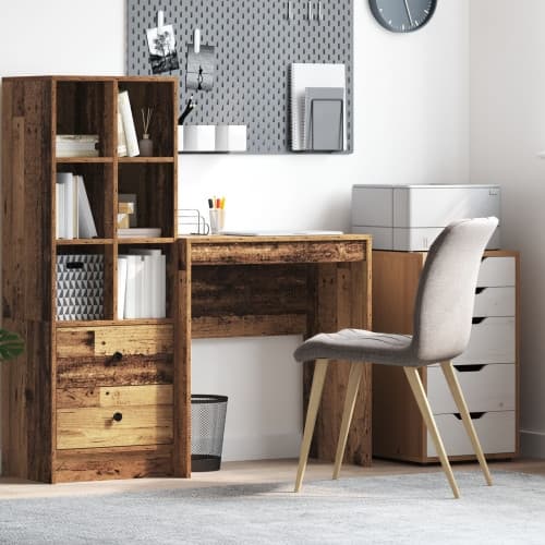 Rustik Skrivbord Gammalt Trä Spånskiva Liten Förvaring
