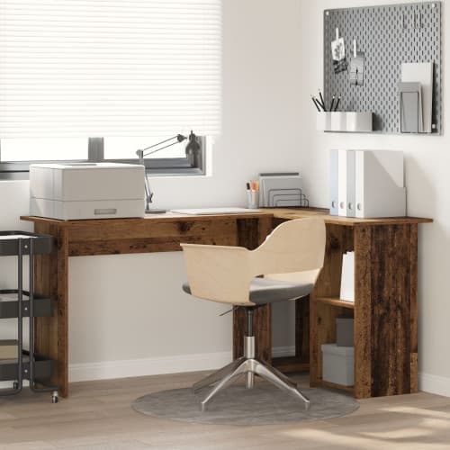 Datorbord i gammalt trä L-formad design Konstruerat trä Medium