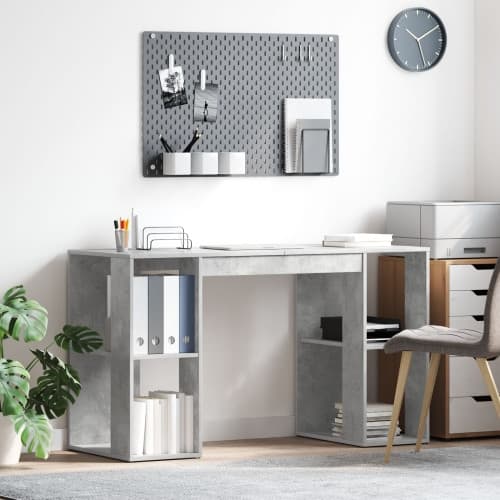 Grått datorbord Betonggrå Konstruerat trä med betongeffekt laminat