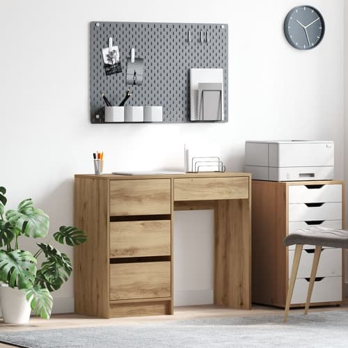 Brunt Skrivbord Artisan ek Konstruerat trä Kompakt Förvaring