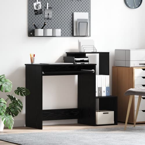 Svart ek-datorbord Svart ek Konstruerat trä, MDF Medium Datorbord