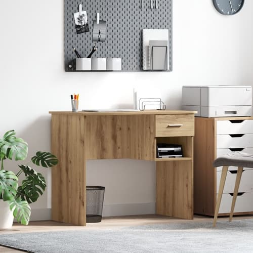 Skrivbord med Förvaring Artisan Ek 90x49.5x75 cm Konstruerat trä