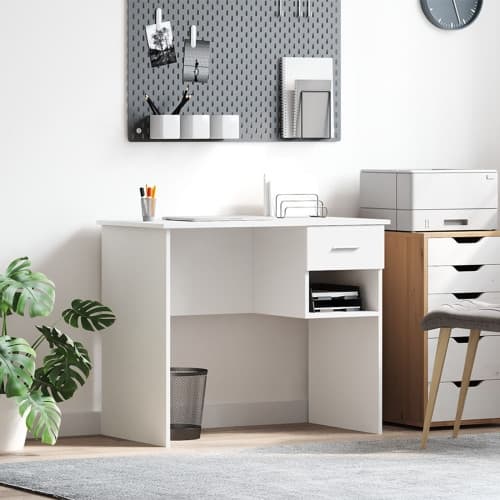 Skrivbord med Förvaring Vit 90x49.5x75 cm Konstruerat trä