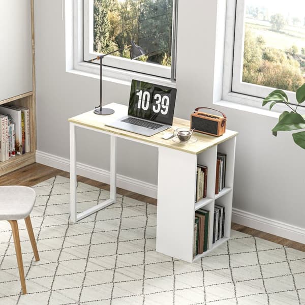 Kontorsdatorskrivbord med förvaringsbehållare, stålram modernt skrivbord, hemmakontor, studierum, litet rum