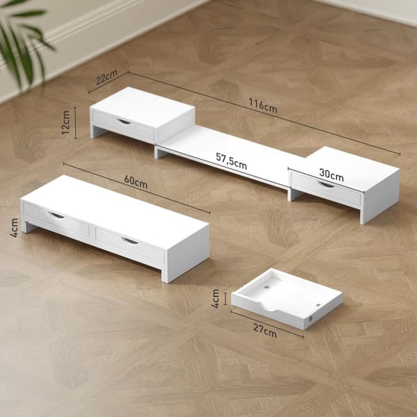 Rootz Justerbar Monitor Stand - Computer Table Stand - PC Screen Riser - Forbedrer visuel komfort - 60-116 cm x 22 cm x 12 cm