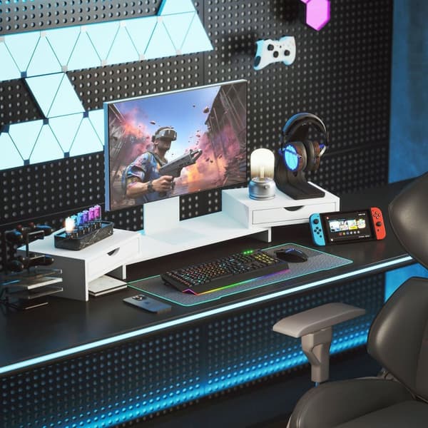 Rootz Justerbar Monitor Stand - Computer Table Stand - PC Screen Riser - Forbedrer visuel komfort - 60-116 cm x 22 cm x 12 cm