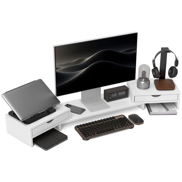 Rootz Justerbar Monitor Stand - Computer Table Stand - PC Screen Riser - Forbedrer visuel komfort - 60-116 cm x 22 cm x 12 cm