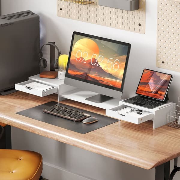 Rootz Justerbar Monitor Stand - Computer Table Stand - PC Screen Riser - Forbedrer visuel komfort - 60-116 cm x 22 cm x 12 cm