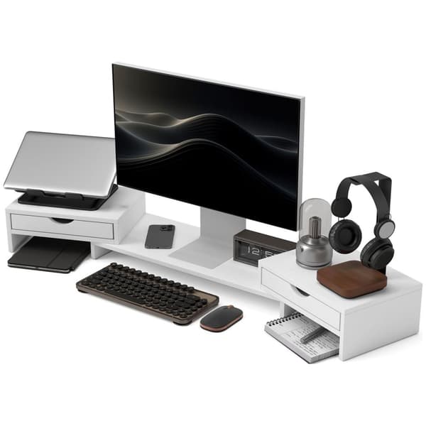 Rootz Justerbar Monitor Stand - Computer Table Stand - PC Screen Riser - Forbedrer visuel komfort - 60-116 cm x 22 cm x 12 cm