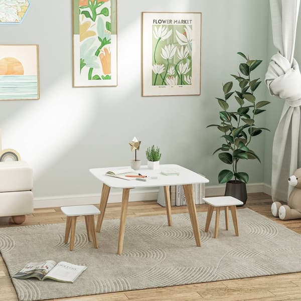 Rootz Børnebord & 2 stole sæt - Børnenes møbler - Playmoom Set - Space Saver - 80x80x52cm Tabel, 27x27x28cm Stol