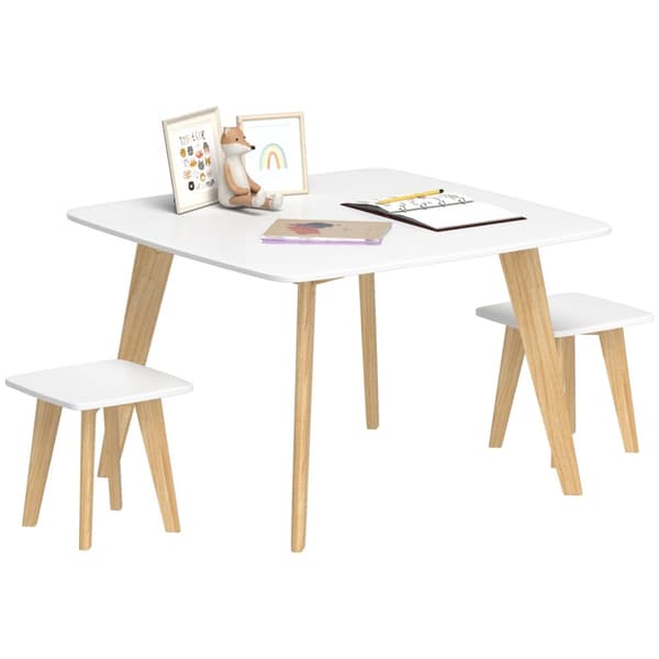 Rootz Børnebord & 2 stole sæt - Børnenes møbler - Playmoom Set - Space Saver - 80x80x52cm Tabel, 27x27x28cm Stol