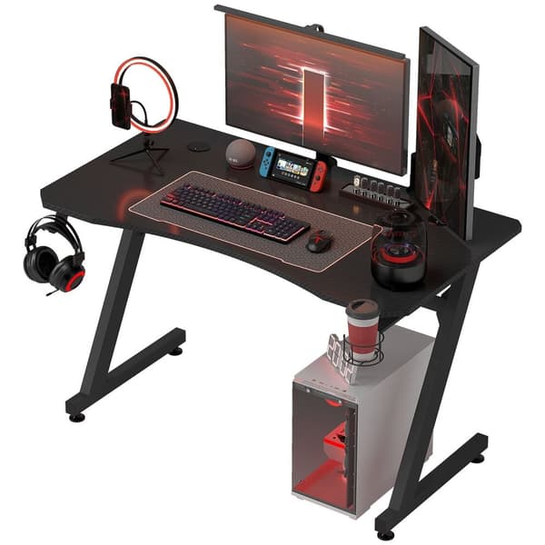 Rootz Gaming Desk - Computer Table - WorkStation - Kaapelin hallinta - kuulokkeiden pidike - Säädettävä korkeus - 120 cm x 65cm x 74,5 cm