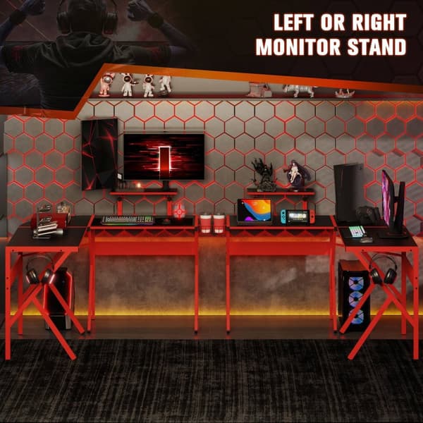 Rootz Gaming Desk - Computer Table - Höjdjusterbar hylla - Hörlurkrok - Ergonomisk design - 125x125x75cm
