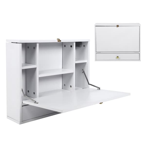 Datorbord, platsbesparande väggmonterad design, hållbar MDF-konstruktion, hög belastningskapacitet