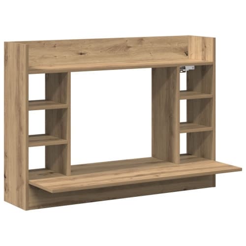Väggmonterat skrivbord svart ek 105x48x75 cm konstruerat trä