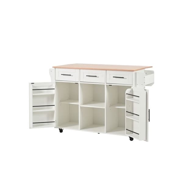 Chariot/bureau, 139x46(71)x91,5 cm, vit kropp vit + arbetsyta i massiv trä.