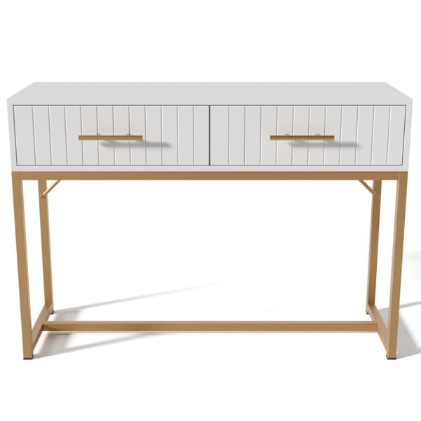 Vit sminkbord med 2 lådor – Kommod/sideboard för sovrum – 75x100x45 cm