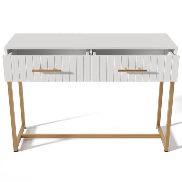 Vit sminkbord med 2 lådor – Kommod/sideboard för sovrum – 75x100x45 cm