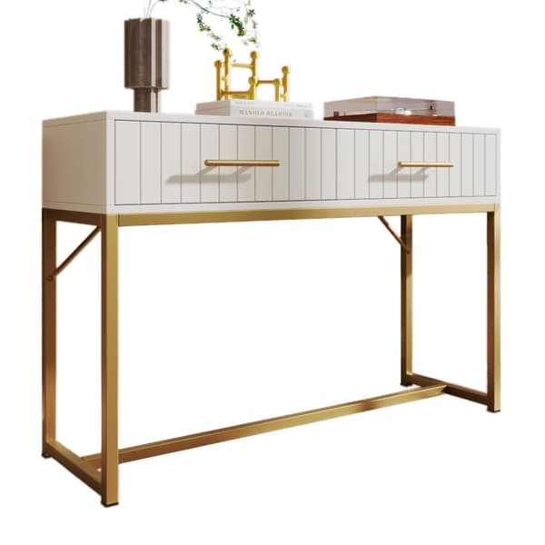 Vit sminkbord med 2 lådor – Kommod/sideboard för sovrum – 75x100x45 cm