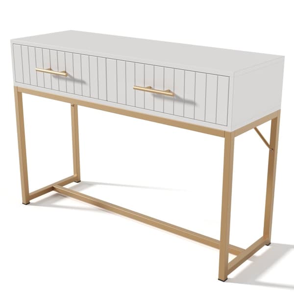 Vit sminkbord med 2 lådor – Kommod/sideboard för sovrum – 75x100x45 cm