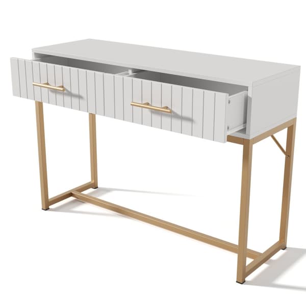 Vit sminkbord med 2 lådor – Kommod/sideboard för sovrum – 75x100x45 cm