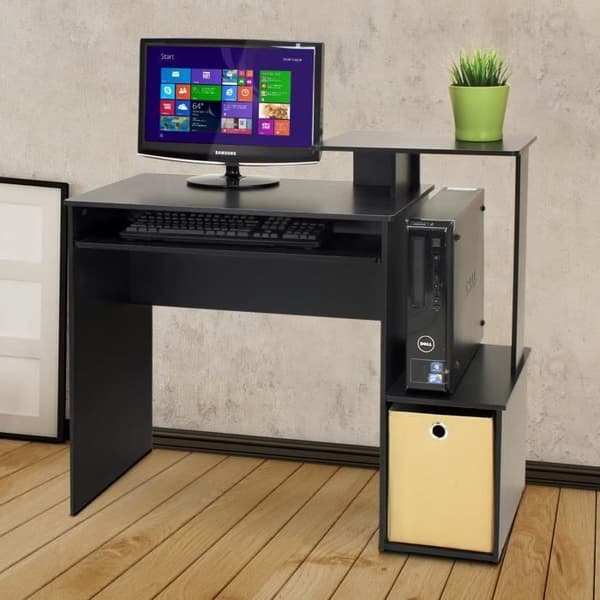 Skrivbord med papperskorg - Furinno - Econ Multipurpose Home Office - Svartbrun - Modernt - Design