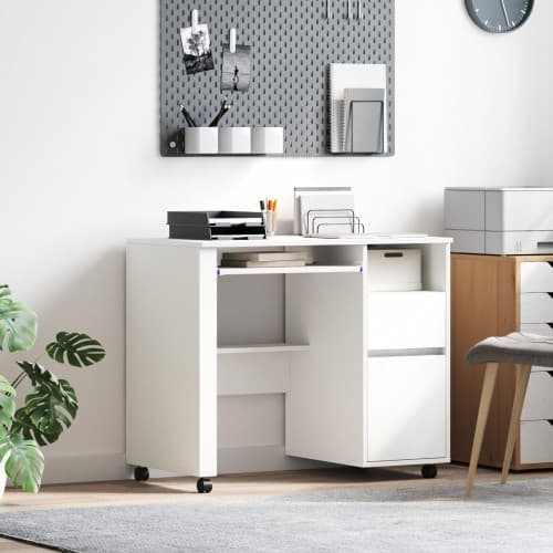 Vitt Datorbord med Lådor Vitt MDF, Spånskiva Standard Lådor