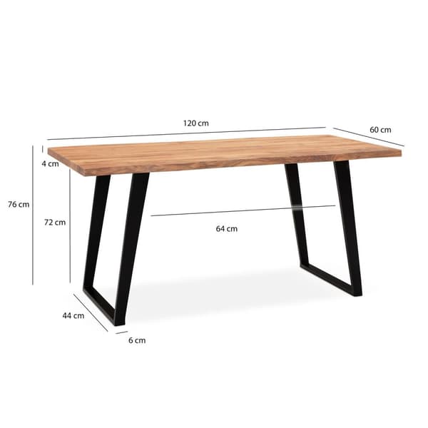 Rootz massivt kontorbord - Skrivebord i naturtræ - Trækantet top - U-formede metalben - Håndlavet - Akacietræ - 120 cm x 60 cm x 76 cm