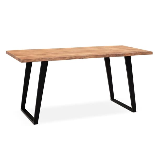Rootz massivt kontorbord - Skrivebord i naturtræ - Trækantet top - U-formede metalben - Håndlavet - Akacietræ - 120 cm x 60 cm x 76 cm