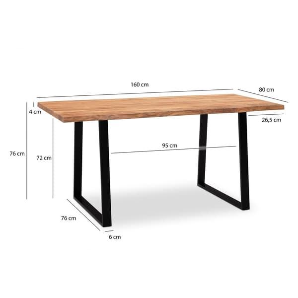 Rootz Modern Design Office Bord - Massivträ Skrivbord - Live Edge Bord - Trapetsformade ben - Acacia Wood - 160cm x 80cm x 76cm
