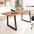 Miniatyrbild 1 av 6: Rootz Modern Design Office Bord - Massivträ Skrivbord - Live Edge Bord - Trapetsformade ben - Acacia Wood - 160cm x 80cm x 76cm