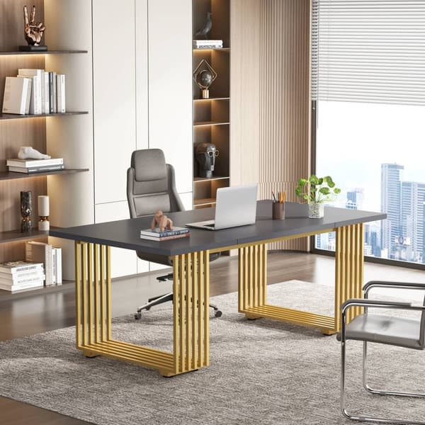 Rootz Elegant Office Desk - Executive-bord - Studiebord - Rymligt och robust - 180 cm Bredd x 79 cm Djup x 78 cm Höjd