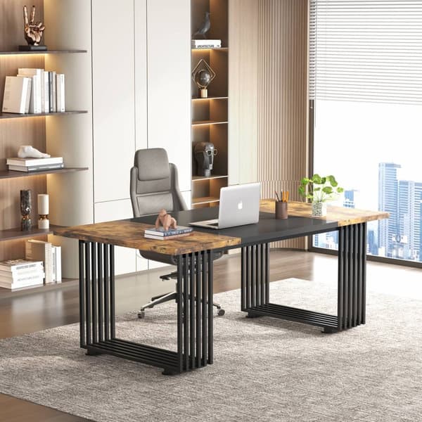 Rootz Elegant Office Desk - Executive-bord - Studiebord - Rymligt och robust - 180 cm Bredd x 79 cm Djup x 78 cm Höjd