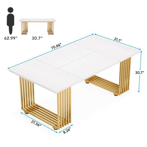 Rootz Elegant Office Desk - Executive-bord - Studiebord - Rymligt och robust - 180 cm Bredd x 79 cm Djup x 78 cm Höjd