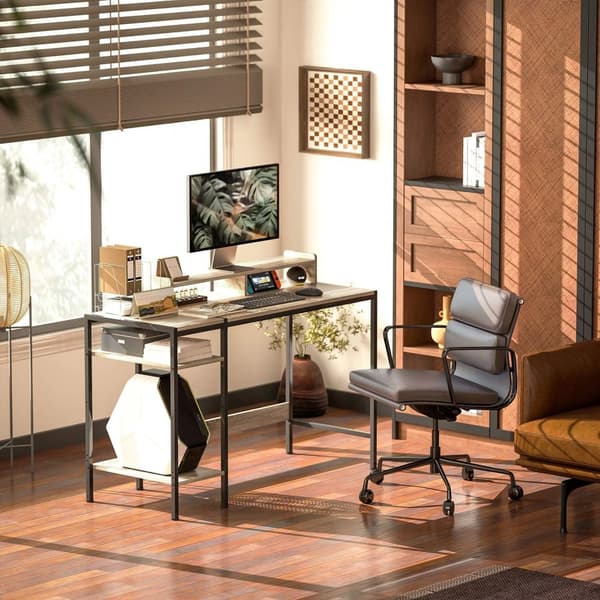 Rootz Computer Table Desk - Study Desk - Home Office Desk - Justerbara hyllor - 120 cm x 48 cm x 85,5 cm