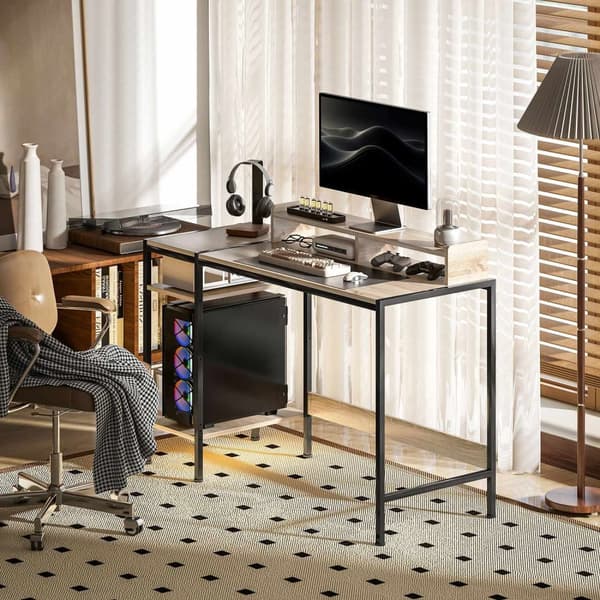 Rootz Computer Table Desk - Study Desk - Home Office Desk - Justerbara hyllor - 120 cm x 48 cm x 85,5 cm