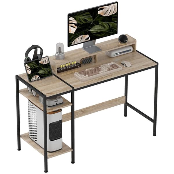 Rootz Computer Table Desk - Study Desk - Home Office Desk - Justerbara hyllor - 120 cm x 48 cm x 85,5 cm