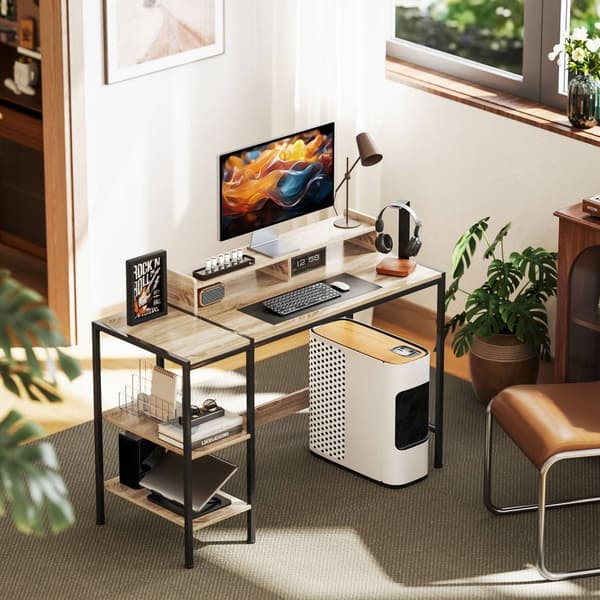 Rootz Computer Table Desk - Study Desk - Home Office Desk - Justerbara hyllor - 120 cm x 48 cm x 85,5 cm