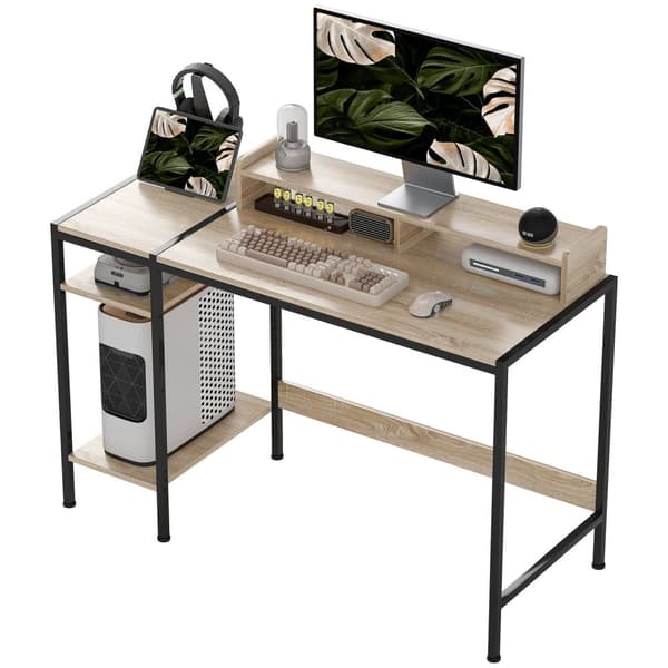 Rootz Computer Table Desk - Study Desk - Home Office Desk - Justerbara hyllor - 120 cm x 48 cm x 85,5 cm