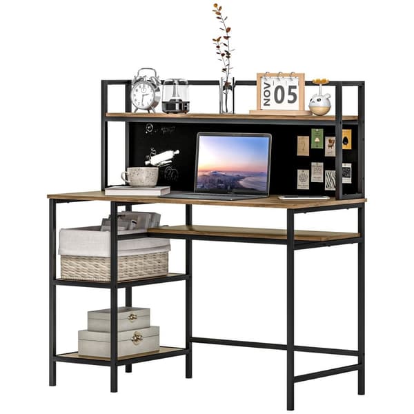 Rootz Desk With Storage - Computer Desk - Office Desk - Personlig arbetsyta - 120x53x126 cm - Svart/brun