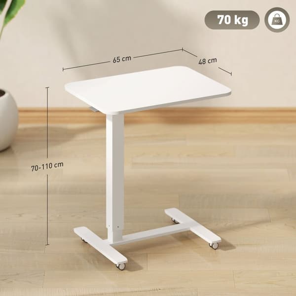 Rootz Steh Desht -korkeus Säädettävä työpöytä - Mobiili kannettava tietokone - ergonominen työtila - SIT/Stand -vaihtoehto - Valkoinen - 65cm x 48cm x