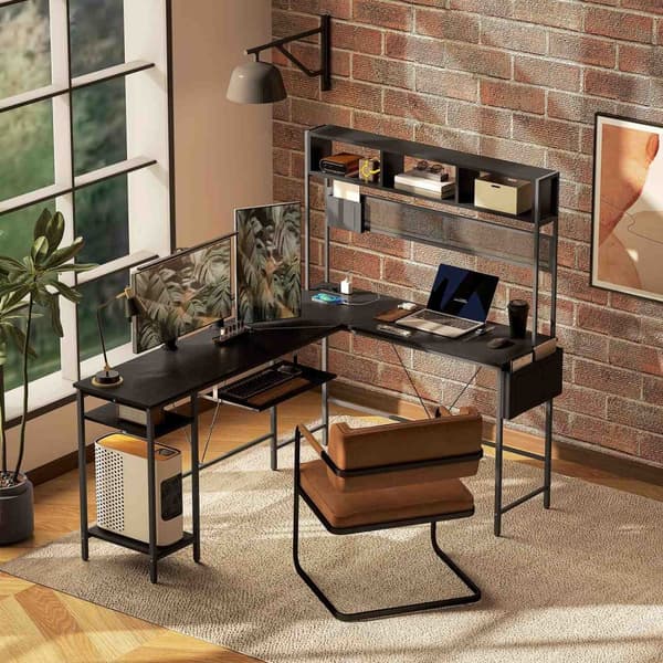 Rootz Modular Corner Desk - L -formet skrivebord - Industrielle stilmøbler - Opladestation - 160 cm x 120 cm x 145 cm
