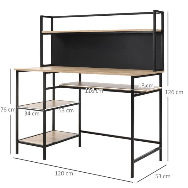 Rootz Computer Desk Storage - Office Desk - kirjoituspöytä - Teollisuustyyli - 120L x 53B x 126H CM -ruskea ja musta