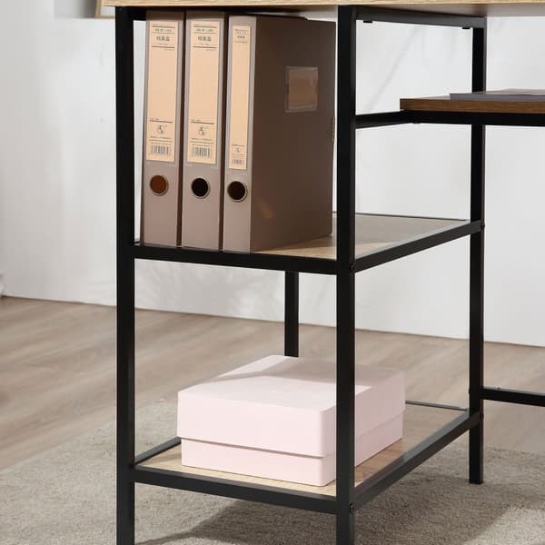 Rootz Computer Desk Storage - Office Desk - kirjoituspöytä - Teollisuustyyli - 120L x 53B x 126H CM -ruskea ja musta