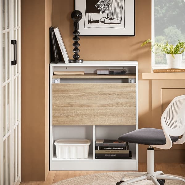 Rootzin taittopöytä - kokoontaitettava työpöytä - tilaa säästävä kaapin ovi - Kestävä MDF & kumipuu - 70x85x54cm, romahtunut 70x85x25cm