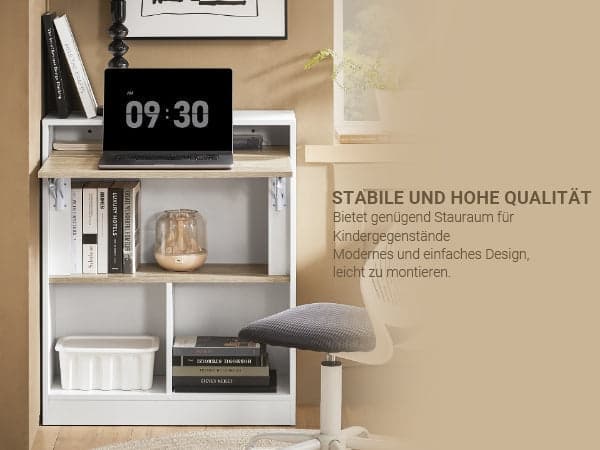 Rootzin taittopöytä - kokoontaitettava työpöytä - tilaa säästävä kaapin ovi - Kestävä MDF & kumipuu - 70x85x54cm, romahtunut 70x85x25cm